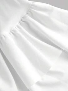 Girlism Teen Girl White Solid Low Waist Cute Dual Layer Flounce Cake Skirt With Anti-Flashing Shorts, Collegiate Style Cake Skirt