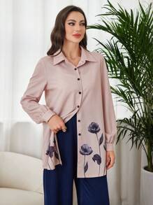 Lacomfia Front Button Down Floral Casual Shirt Fall Cloth For Women - Multicolor - View 5