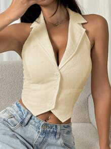 SHEIN EZwear Casual effenkleurig haltervest voor dames met open rug