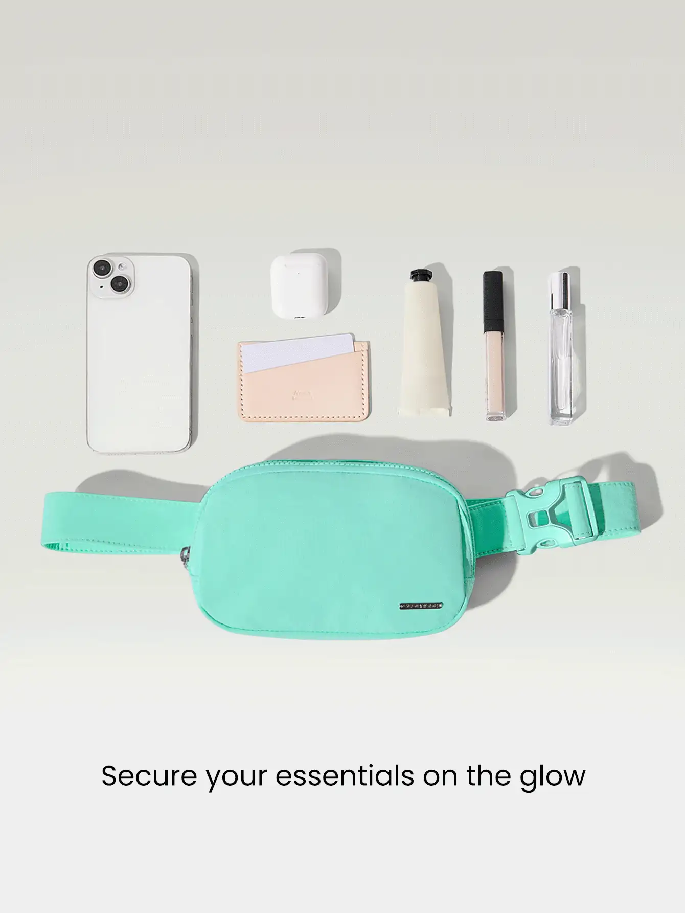 GLOWMODE 0.7L Matte Zipper Everywhere Belt Bag Water Repellent Waist Crossbody Bags With Adjustable Strap - Mint Green - View 3