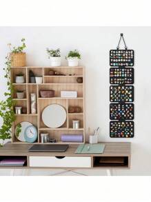 1pc/2pcs Hanging Pegboard Lapel Pin Storage , Enamel Lapel Pin Display Panels Hanging Organizer , Foldable Lapel Pin Hanging Storage,Brooch Pin Enamel Pin Display Pages, Badge Collection Display Holder Holds At Least 120 Pins,Valentine Day,Home Decor - Black - View 5
