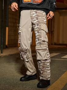 PAVTROS Manfinity Streetrush Men's Camouflage Print Cargo Straight Leg Pants Cargo Pants Camo Camo Cargo Pants Men - Multicolor - View 1
