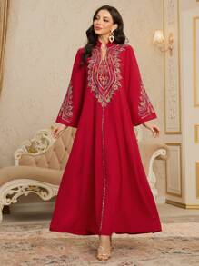 Al Najma Women's Ramadan Traditional Embroidered Loose Long Dress, Kaftan & Jalabiya,Modest