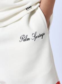 SUMWON Summer Set Palm Springs Beach Casual Two-Piece Athletic Holiday Travel Resort Matching Tween Crew Neck Shirt Shorts Set Vacation Sport Set - White - View 6