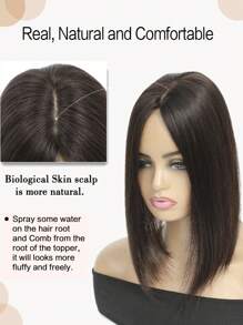 12 吋女髮飾真人髮飾直髮飾女式稀疏髮質 4*3 吋底座尺寸髮飾夾接髮深棕色髮片 - S2 - 查看 4