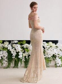 MOTF PREMIUM SEQUIN DETAIL RUCHED FORMAL & EVENING DRESSES