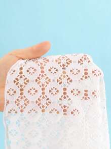 SHEIN Tween Girl' Cover Up, This Dress Style Hollow Cover Up Is Made Of High Quality Textured Solid White Fabric With A Simple And Fashionable Design. The Cinched Waist Design Highlights The Figure, Paired With Swimwear It Looks Very Exquisite. Suitable For The Personalized Needs Of Different Girls. The Ruffle Detail Makes The Swimsuit Look More Soft And Feminine. Very Suitable To Wear At The Swimming Pool Or Beach Resort, Adding Highlights To Your 2025 Travel.