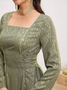 Al Najma 女士优雅阿拉伯风格连衣裙，侧腰流苏系带设计