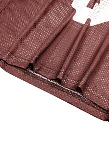 Manfinity Sporsity Plus Size Men's V-Neck Mesh Fabric Digit Print Short Sleeve Soccer Jersey Sports T-Shirt