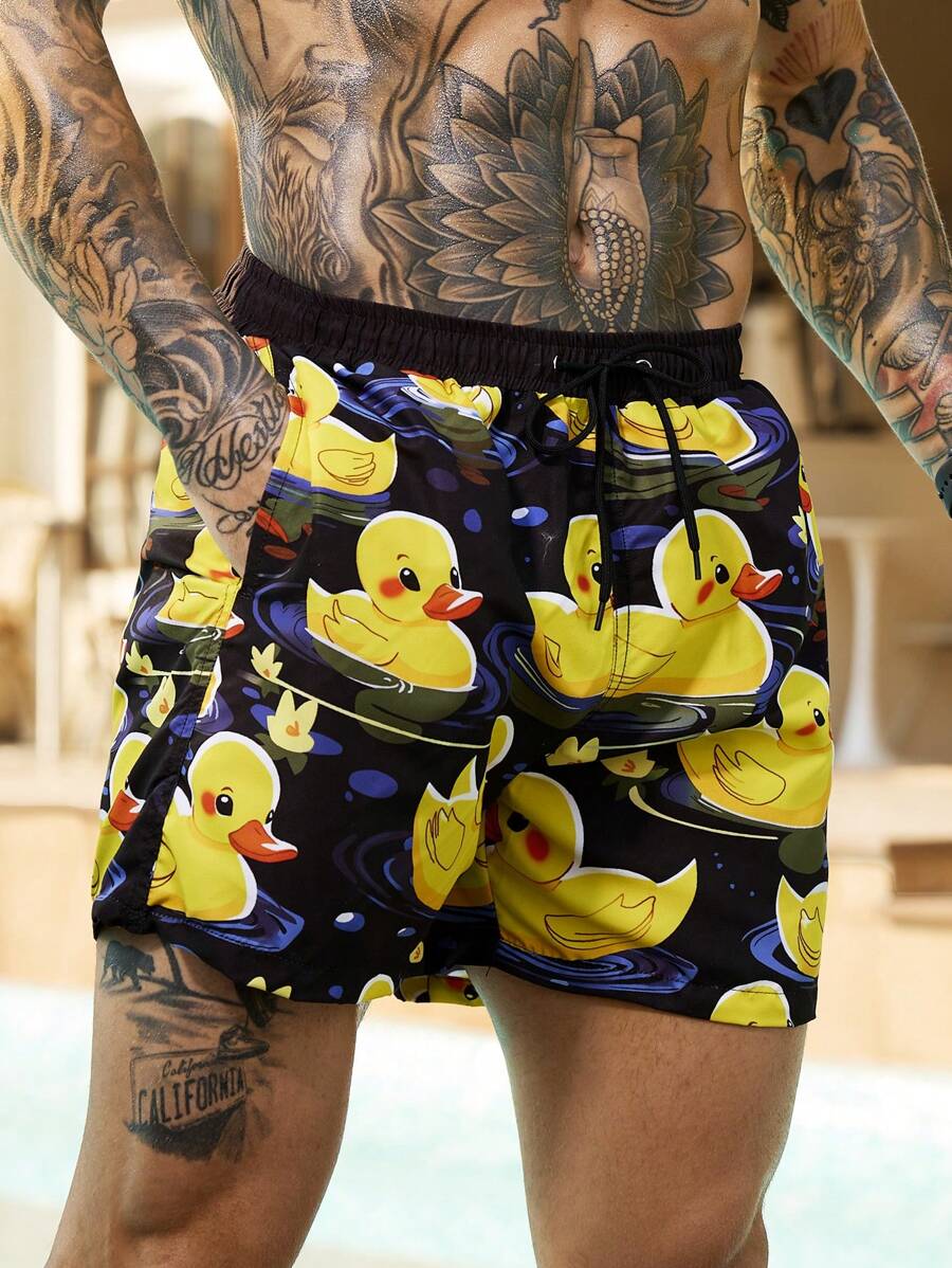 Surfspeed Short de playa con cordón para hombre con estampado de pato - Multicolor - Ver 1