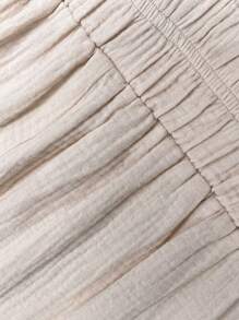 Breezaya Women's High-Waist Lace Patchwork Pants, Comfortable Summer - Apricot - View 7