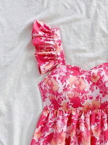 Soleia Áo sơ mi nữ in hoa ngày lễ có tay bồng, thiết kế tươi mới, xuân/hè - Hồng - Xem 4