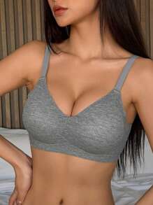 DAZY 无缝无钢圈轻薄女士文胸 - 灰色 - 查看 7