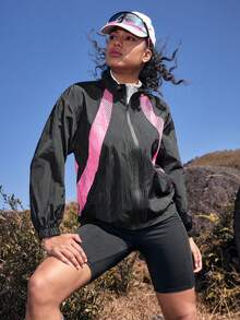 In My Nature Women's Contrast Color Long Sleeve Zipper Collar Sun Protection Jacket Hiking Women Clothes