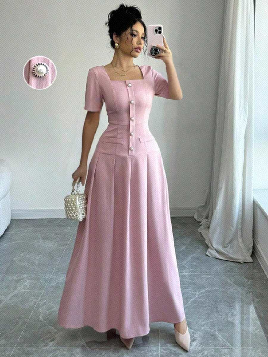 Pink Dress For Women Amazon 2026.Firerie Festival Valentine's New Spring/Summer V-Neck Puff Sleeve ...