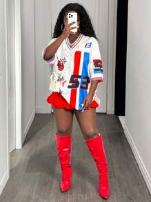 BamGleam Camiseta suelta de mujer de moda casual con estampado de BamGlam