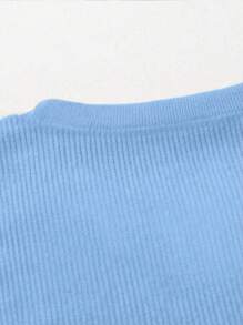 INAWLY Camiseta con bordado floral, escote caído y estampado gráfico para mujeres - Azul - Ver 3