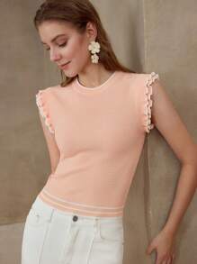 MOTF PREMIUM SWETER Z FALBANKĄ I KONTRASTOWYM WYKOŃCZENIEM