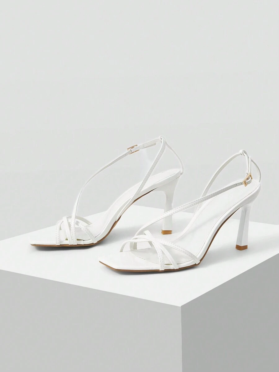 MOTF PREMIUM 夏季方头罗马高跟凉鞋 - 白色 - 查看 2