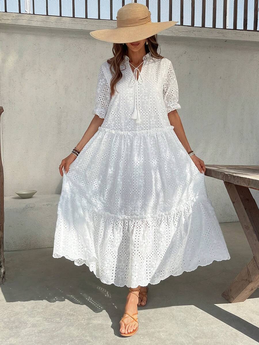 SHEIN VCAY 女士长款休闲连衣裙，简约时尚日常穿着