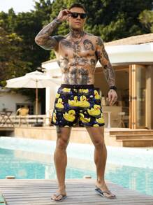 Surfspeed Short de playa con cordón para hombre con estampado de pato - Multicolor - Ver 7