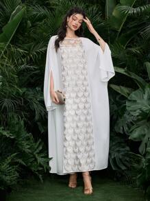 Al Najma 鳞片流苏开衩袖口长衬衫 - 白色 - 查看 5