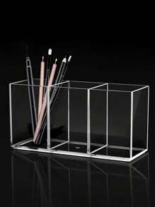 SHEIN 1pc Clear Makeup Brush Holder Desktop Vanity Makeup Organizer For Lipstick, Eyebrow Pencils, Skincare Products - Multicolor - View 4