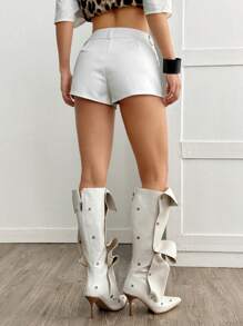 SHEIN EZwear 女士春夏日常穿着街头服饰外出基本款皮革低腰短裤