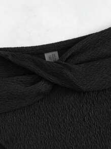 SHEIN Swim Springbreak Women Beachwear Bikini Bottom, New European & American Solid Color Special Fabric Sexy Cross One-Piece Swimwear Bottom, Festival Boho, For Summer Beach Vacation - Black - View 8