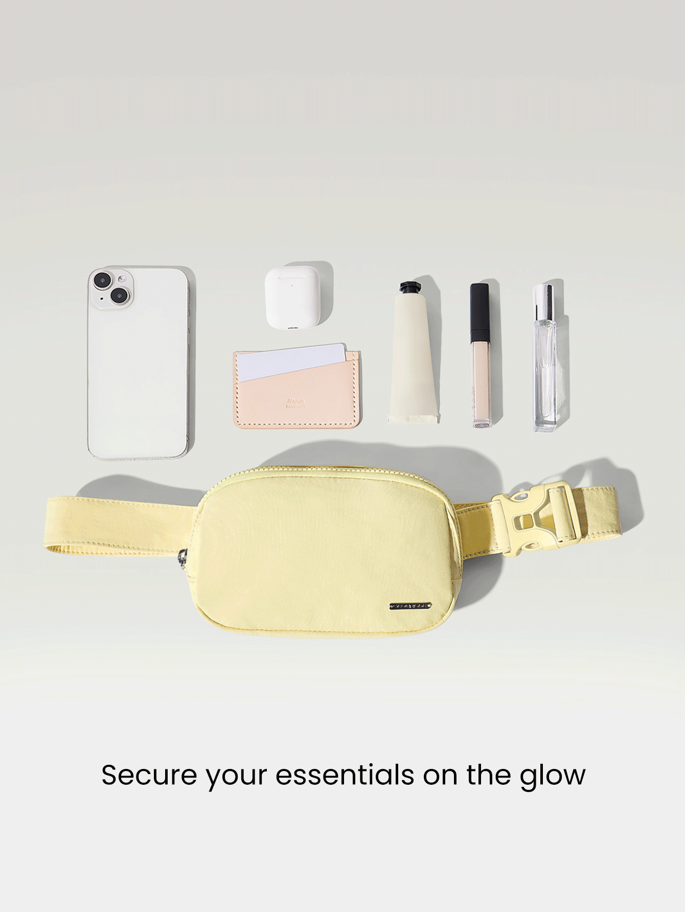 GLOWMODE 0.7L 哑光拉链随身腰包防水斜挎包带可调节肩带 - 黃色 - 查看 3