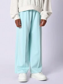 SUMWON Conjunto de 2 piezas para niñas preadolescentes con sudadera con capucha de ajuste regular con estampado gráfico de Chicago y pantalón recto tipo jogger - Azul - Ver 4