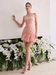 MOTF Soiréza CONTRAST MESH PUFFBALL COCKTAIL DRESS - Pink - View 5
