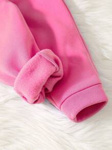 SHEIN 2pcs Baby Girls' Casual Simple Design Long Sleeve Top And Long Pants Set, Thickened For Autumn/Winter
