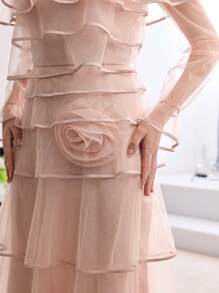 MOTF Soiréza OFF SHOULDER LAYERED HEM DRESS - Dusty Pink - View 2