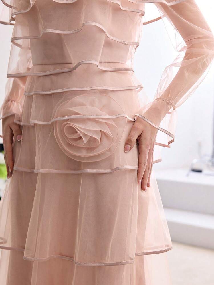 MOTF Soiréza OFF SHOULDER LAYERED HEM DRESS