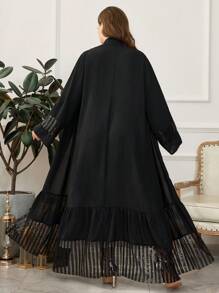 Al Najma Abaya casual holgada de manga larga con parches de lentejuelas, talla grande para primavera/otoño, vestido modesto