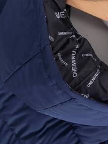 SHEIN Cottnline Men Allover Printed Lining Regular Hooded Padded Coat - Navy Blue - View 6