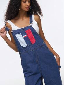 Easelle Women's Casual Contrast Color Pocket Overall Jumpsuits - Blue - View 6
