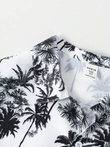 Tween Boy Minimalist Short Sleeve Shirt, Suitable For Summer - Black and White - View 4