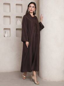 Al Najma Women Long Solid Color Dress And Jacket Arabic Style Set - Multicolor - View 4