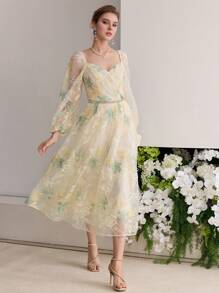 MOTF Soiréza FLOWER EMBROIDERY COCKTAIL DRESS - Apricot - View 4