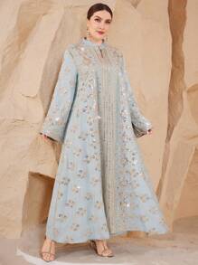 Layrah Plus Size Women Long Sleeve Embroidered Arabian Dress,Modest - Green - View 4