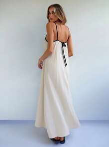 Forever 21 Women Casual Loose Contrast Color Strap Dress