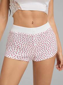 SHEIN Tall Mallas ultra cortas de cintura baja con estampado de lunares en forma de corazón, estilo Y2K