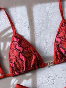 Swim Vcay 2 件套夏季假期春假动物印花随机图案上衣搭配性感高腰比基尼泳裤 - 彩色 - 查看 4