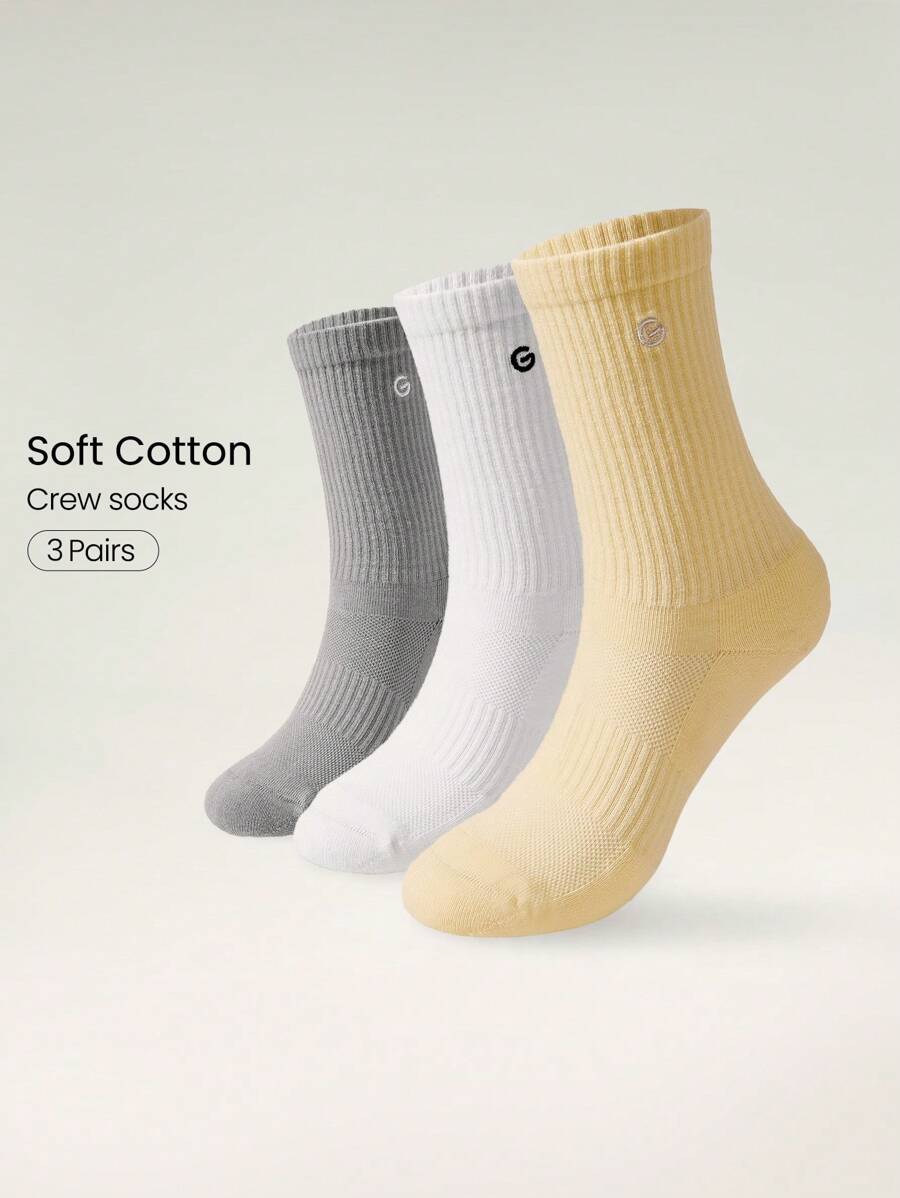 GLOWMODE 3 Pairs Socks Soft Ventilated Mesh With Embroidered Logo Workout Daily Casual - Multicolor - View 1