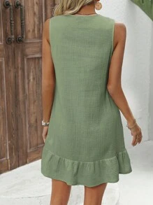 EMERY ROSE Vestido sin mangas de unicolor con textura y dobladillo con volantes - verde menta - Ver 2