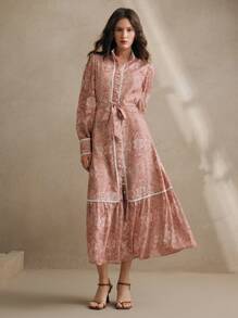 Anewsta Elegant, Intelligent Design Niche Printed Maxi Dress, Spring Vacation Outfits For Women