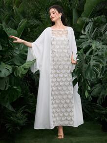 Al Najma 鳞片流苏开衩袖口长衬衫 - 白色 - 查看 4
