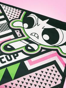 THE POWERPUFF GIRLS X SHEIN Women 1pc Powerpuff Girls Buttercup Cartoon Print Scarf - Multicolor - View 1